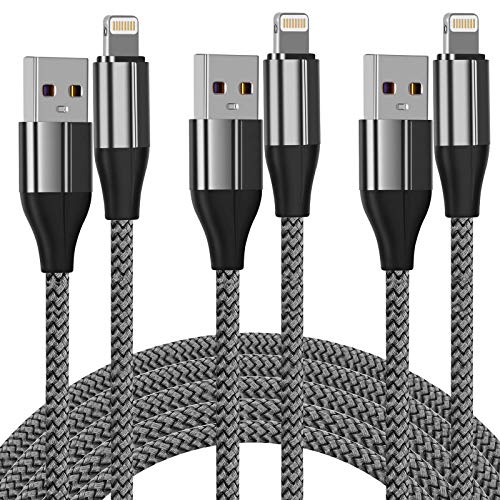 3-Pack 10-Foot Nylon Braided Lightning Cables for iPhone