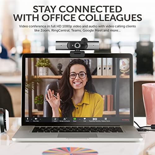 HD 1080P Webcam, USB-C/USB-A, w/Built-in Speakers & Mic,Black,AWCS06F