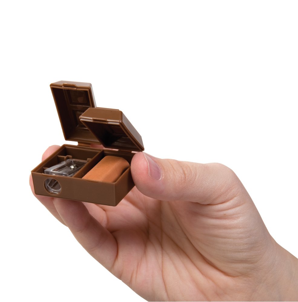 Pack of 24 Chocolate Bar 2-in-1 Pencil Sharpeners with Erasers