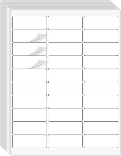 White Printable Label Sheets, 10 Labels per Sheet