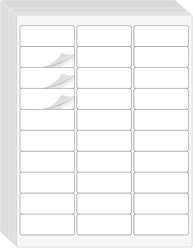White Printable Label Sheets, 10 Labels per Sheet