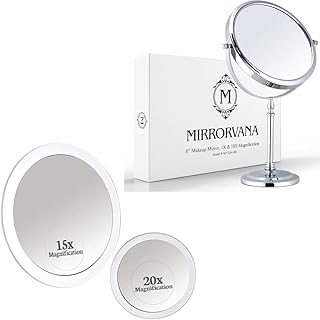 20X and 15X Magnifying Makeup Mirror Set with Stand