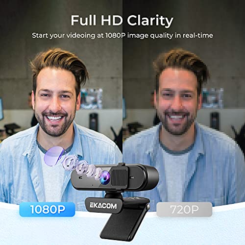 Webcam HD 1080p Web Camera with Microphone & Privacy Cover, for PC Video Conferencing, Calling, Conferencing, Gaming, Laptop, Desktop Mac (K20E)