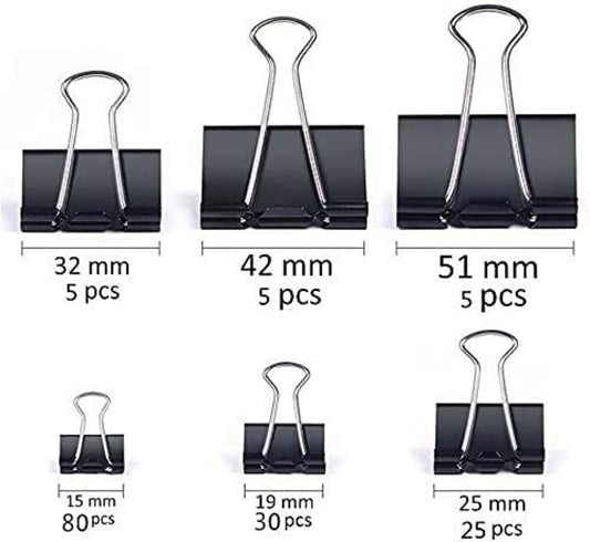 150 Large Metal Binder Clips in Assorted Sizes