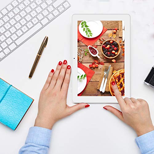 10 inch Android Tablet, Quad Core, Google Tablet PC with SD Card Slot and Dual Cameras,16GB Storage, Dual Band 5GHz/2.4GHz WiFi, 6000mAh, HD Full Touchscreen, Bluetooth, GPS - Silver