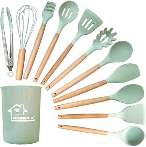12-Piece Silicone Cooking Utensil Set with Heat-Resistant Handles
