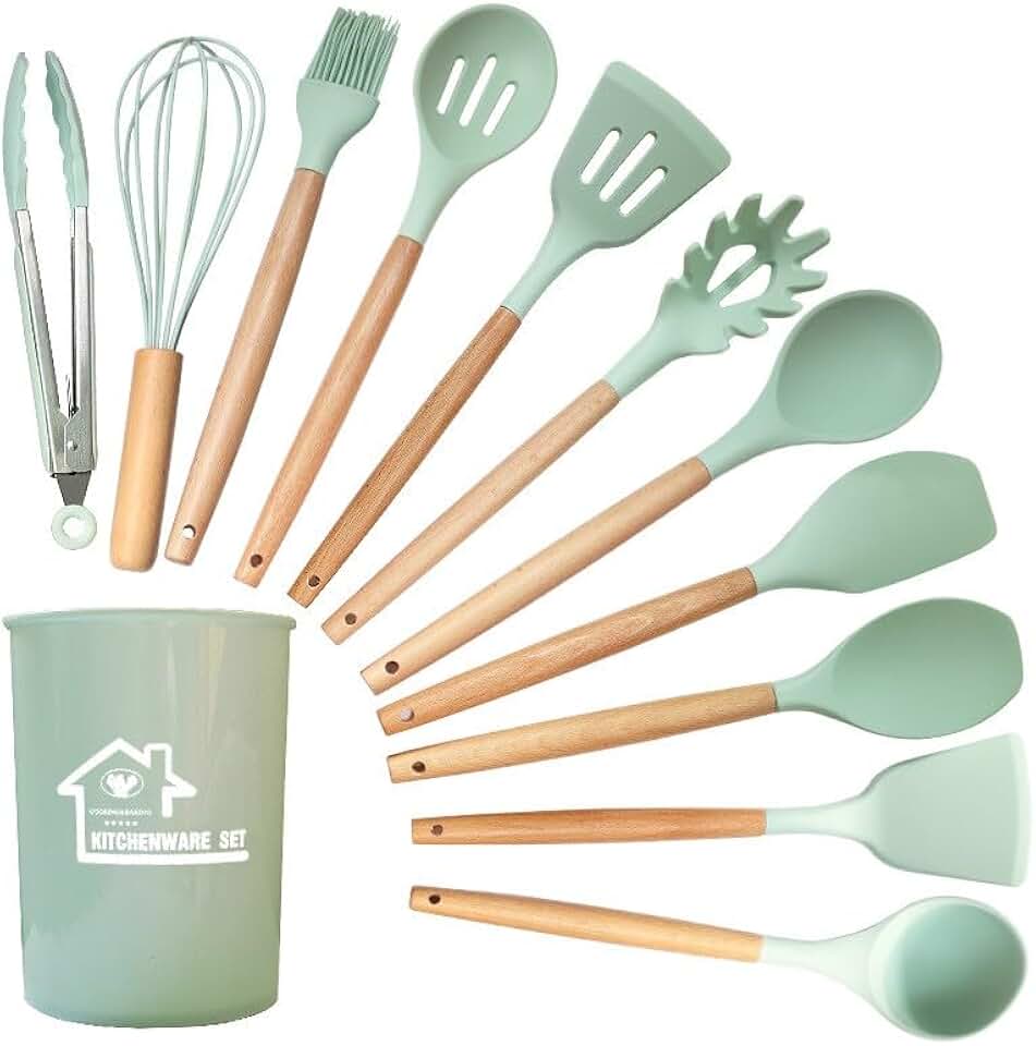 12-Piece Silicone Cooking Utensil Set with Heat-Resistant Handles