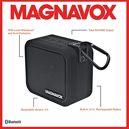 MMA3927 Waterproof Portable Bluetooth Speaker with Carabiner Clip in Black | True Wireless Stereo (TWS) Bluetooth Speaker | IP66 Waterproof and Dust Protection |