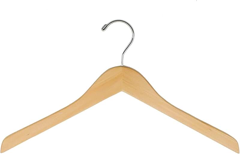 17-inch natural wood hanger with chrome hook (25 pack)