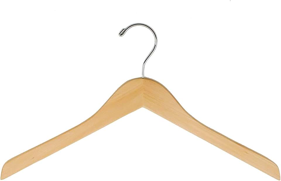 17-inch natural wood hanger with chrome hook (25 pack)