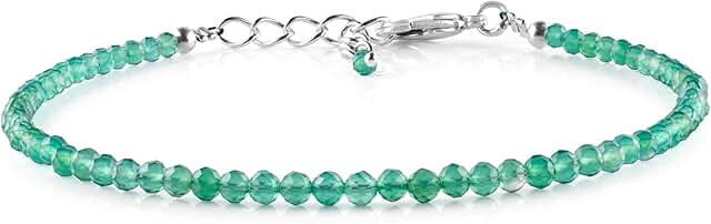 Dainty Stone Bead Bracelet for Women, 8 Inch