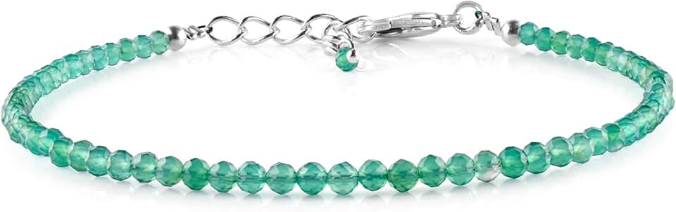 Dainty Stone Bead Bracelet for Women, 8 Inch