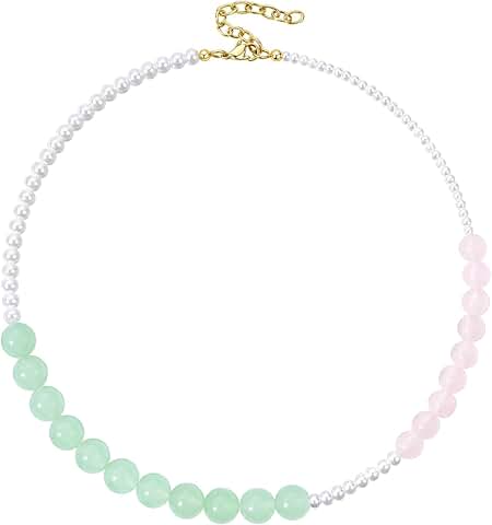 Beaded Gold-Plated Gemstone Beach Necklace for Women