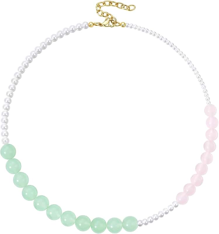 Beaded Gold-Plated Gemstone Beach Necklace for Women