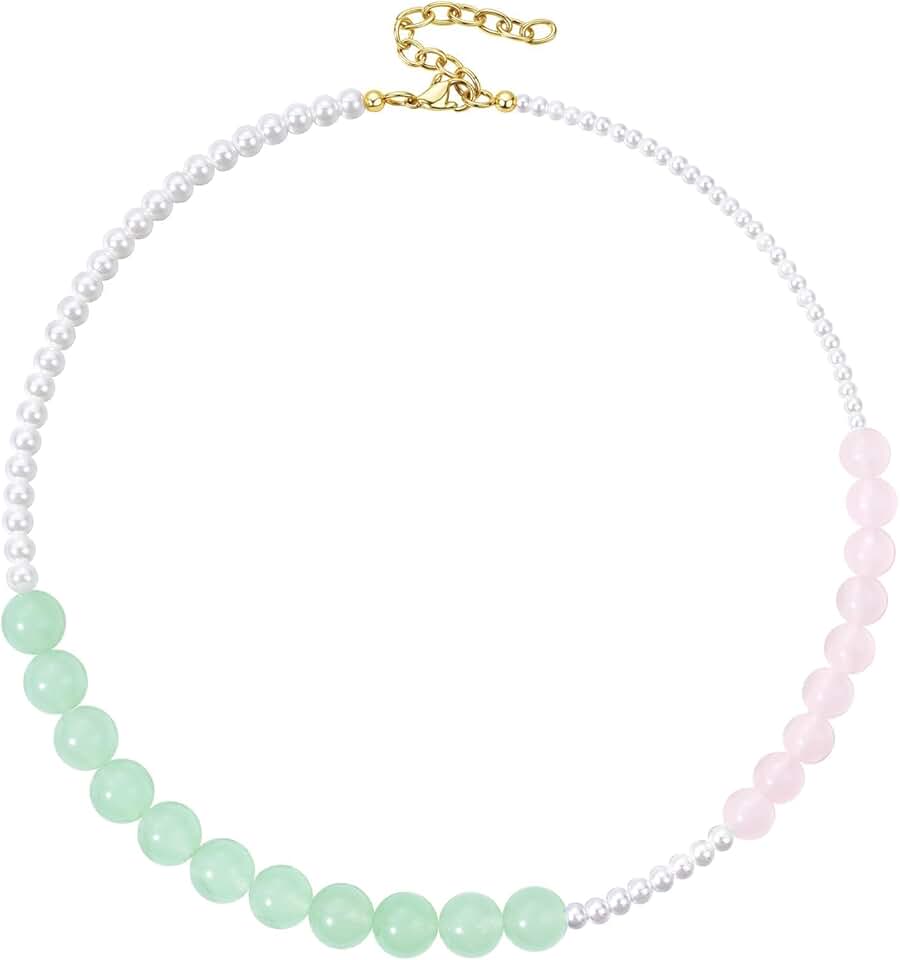 Beaded Gold-Plated Gemstone Beach Necklace for Women