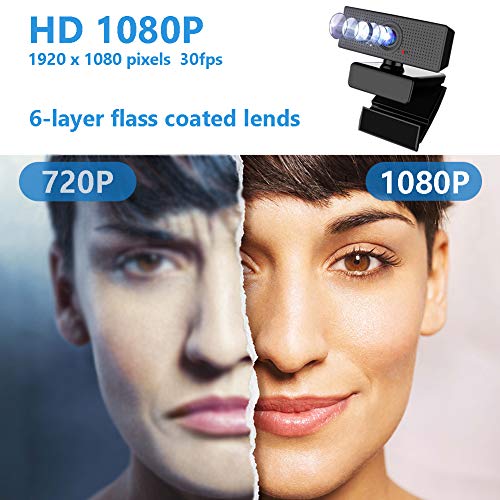 Webcam with Microphone Webcams Privacy Cover hd 1080p for Gaming conferencing Meeting Laptop Desktop Zoom, USB Computer Camera for Mac pc Free-Driver Plug & Play