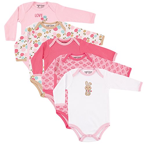 Unisex Baby Cotton Long-Sleeve Bodysuits, Bunny, 0-3 Months