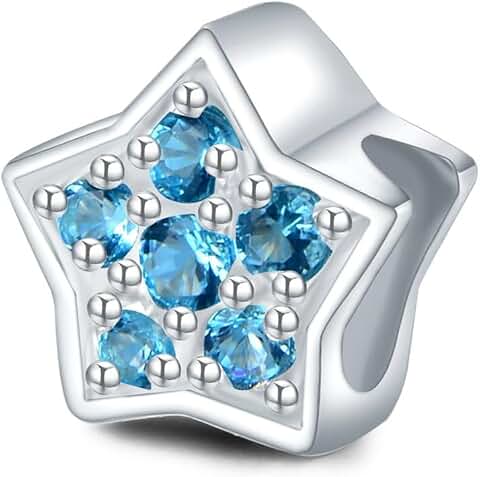 Solid Sterling Silver North Star Birthstone Charm