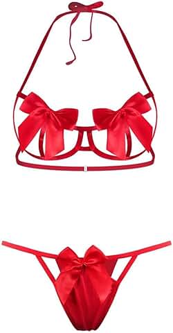 Women’s Bowknot Lingerie Set with Halter Neck and Sleepwear