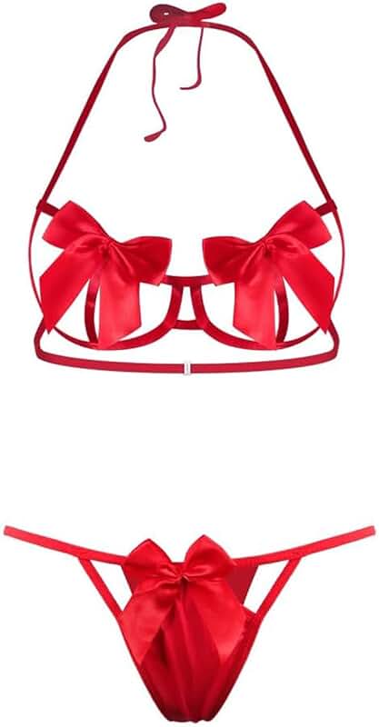 Women’s Bowknot Lingerie Set with Halter Neck and Sleepwear