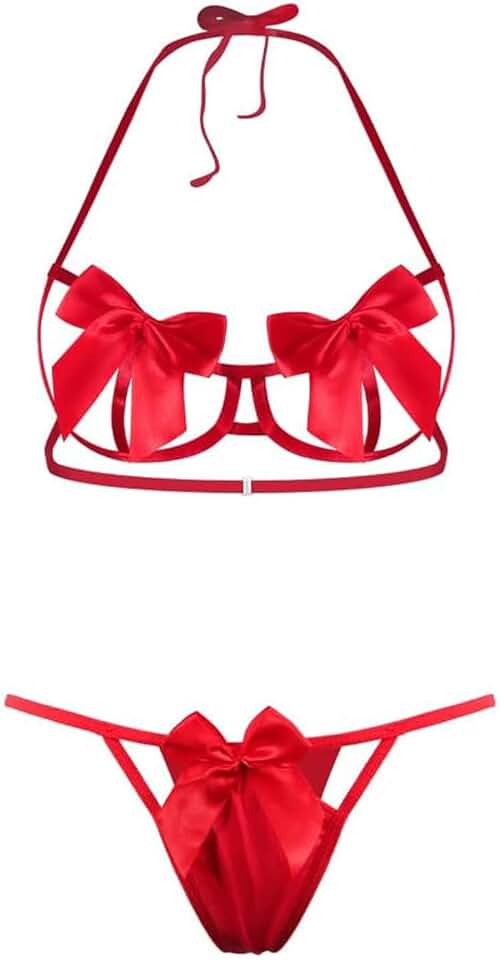 Women’s Bowknot Lingerie Set with Halter Neck and Sleepwear