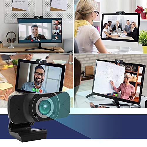 1080P Webcam with Microphone, HD Streaming USB Computer Webcam with Privacy Cover Streaming Computer Web Camera for Video Calling (Plug and Play)