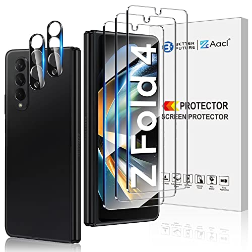 [3 Pack] Galaxy Z Fold 4 Screen Protector Tempered Glass [Front Screen Only]+ [2 Pack] Camera Lens Protector for Samsung Galaxy Z Fold 4 5g,Anti Scratch,Hd Clear,Bubble Free [Case Friendly]