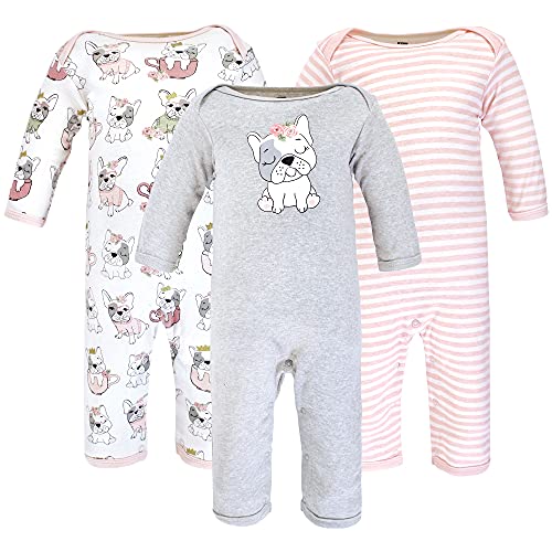 Uni   Cotton Coveralls Girl Whimsical Dog, 0-3 Months