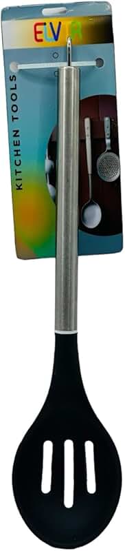 Flexible nylon kitchen utensil set with slotted turner spoon and skimmer