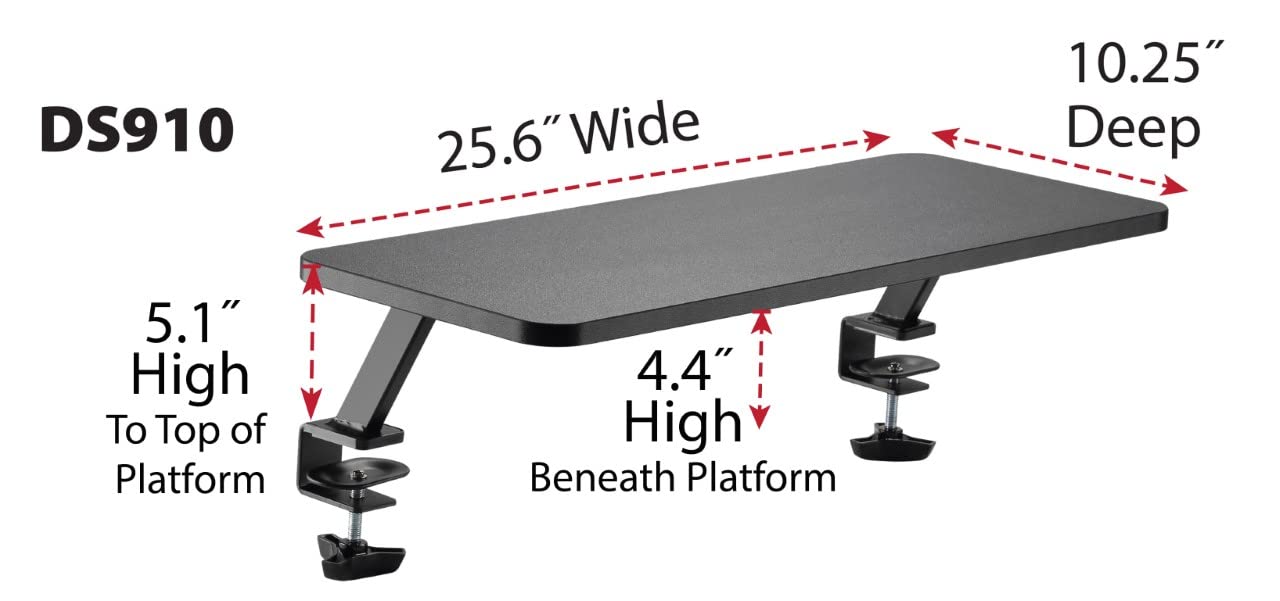 Desk Top Clamp Shelf and Monitor Stand, Extra-Wide, 39.4-Inch Wide x 10.2-Inch Deep x 5.1-Inch High, Black (DS920)