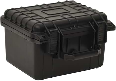 Black portable flight case, 10.6"x9.8"x7.1"