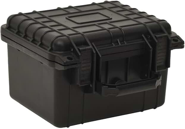Black portable flight case, 10.6"x9.8"x7.1"