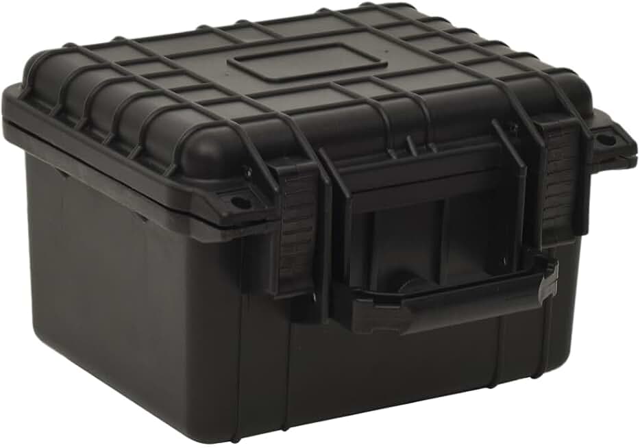 Black portable flight case, 10.6"x9.8"x7.1"
