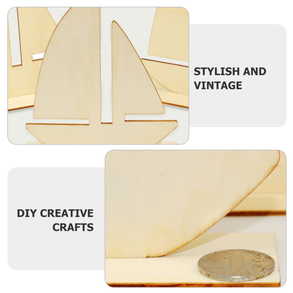 10 Pcs Unfinished Wooden Sailboat Models Set