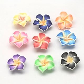 100Pcs 30mm Hawaiian Flower Polymer Clay Beads