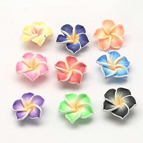 100Pcs 30mm Hawaiian Flower Polymer Clay Beads