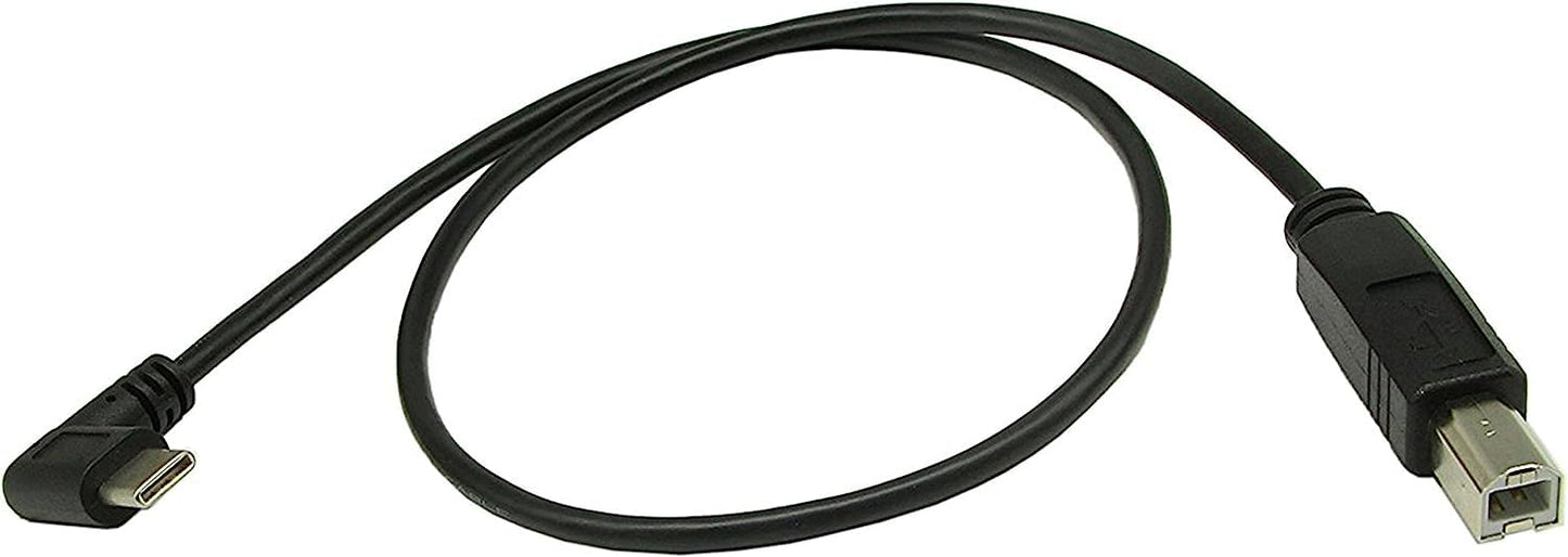 90 Degree USB-C to USB-B Printer Scanner Cable, 18 Inches