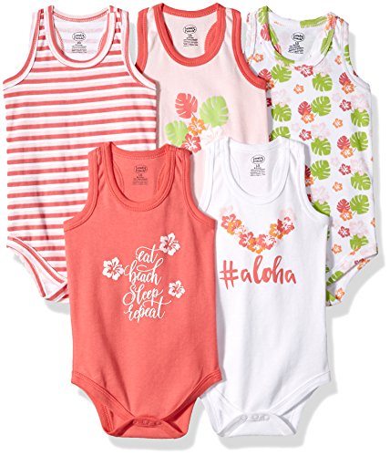 Unisex Baby Cotton Sleeveless Bodysuits,  Aloha, 0-3 Months