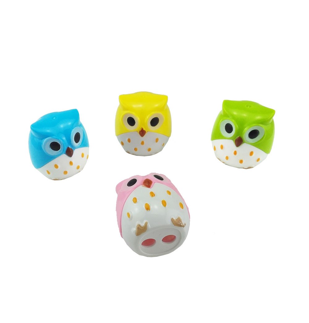 Set of 4 Cute Cartoon Owl Pencil Sharpeners for Kids