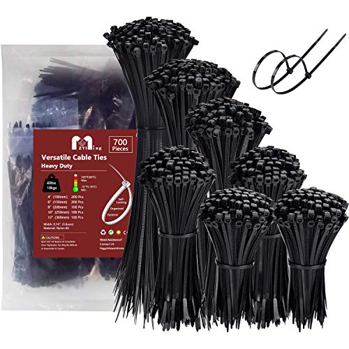 700 Assorted Plastic Zip Ties in Various Sizes