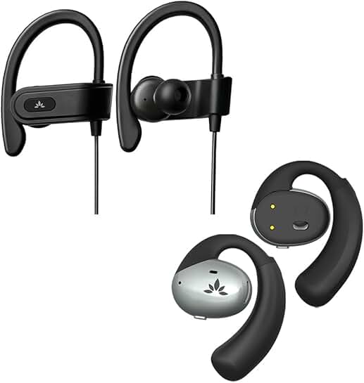 Wired Sports Earbuds with Microphone and Adjustable Earhooks