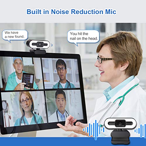 Webcam with Microphone, HD USB Computer Streaming Camera with Adjustable Brightness, Laptop Desktop Webcam for Video Calling