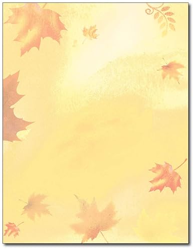 Golden Fall Leaves Stationery, 80 Sheets for Fall and Thanksgiving