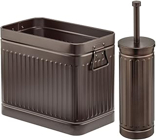 Set of 2 metal bathroom cleaning and storage containers