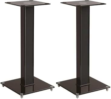 Pair 18-Inch Speaker Stands with Cable Management and Glass Base