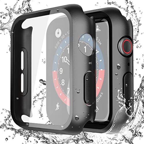 2 Pack Waterproof Black Hard Cases for Apple Watch 44mm