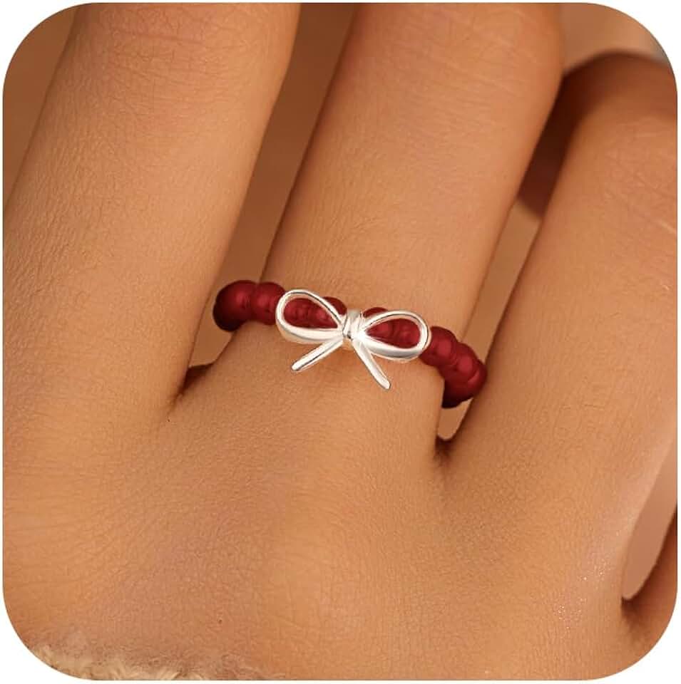 Sterling Silver Bow Knot Beads Ring for Women
