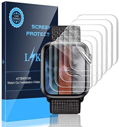 6 Pack Screen Protector Compatible with Apple Watch Series 6 5 4 SE 44mm Series 7 45 mm Flexible TPU HD Clear Film Bubble-Free (UF-010)