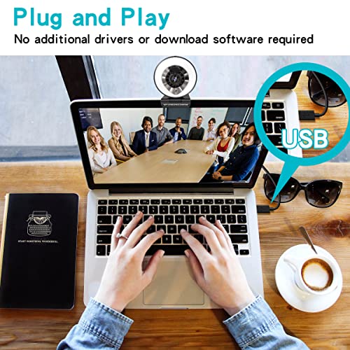 Webcam with Microphone and Light, 1080P Webcam with Privacy Cover & Tripod for PC Mac Laptop Desktop, Auto-Focus, USB Web Camera for Zoom Skype YouTube Video Conferencing