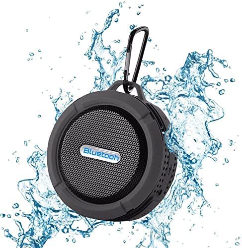 Bluetooth Speaker, IPX7 Waterproof Shower Portable Wireless Outdoor Speaker with HD Sound, Support TF Card, Suction Cup for Home, Pool, Beach, Boating, Hiking 6H Playtime -Black